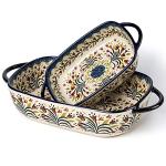ONECCI 2-Piece Blue Ceramic Baking Dish Set