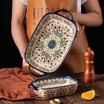 ONECCI 2-Piece Blue Ceramic Baking Dish Set