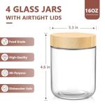 16 Oz Glass Overnight Oats Jars - 4 Pack