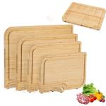 Bamboo Cutting Board Set with Stand and Groove