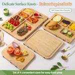 Bamboo Cutting Board Set with Stand and Groove