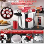 12 Quart Stainless Steel Pressure Cooker with Locking Lid