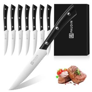 PAUDIN 8-Piece Steak Knife Set with Serrated Blades