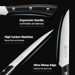 PAUDIN 8-Piece Steak Knife Set with Serrated Blades