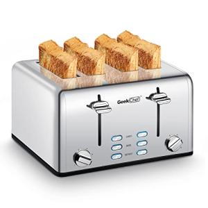 Geek Chef 4-Slice Stainless Steel Toaster with Extra Wide Slots