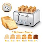 Geek Chef 4-Slice Stainless Steel Toaster with Extra Wide Slots