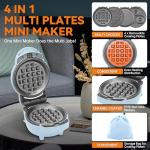 4-in-1 Mini Waffle Maker with Removable Plates
