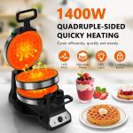 1400W Belgian Waffle Maker with Rotating Plates