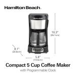 Hamilton Beach 5 Cup Drip Coffee Maker, Compact Design