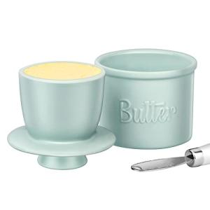 Porcelain Butter Crock with Spreader - LT Blue