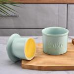 Porcelain Butter Crock with Spreader - LT Blue