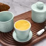 Porcelain Butter Crock with Spreader - LT Blue