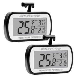Digital Refrigerator Thermometer 2-Pack with LCD Display