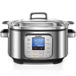 HOUSNAT 10-in-1 Slow Cooker, 6QT Stainless Steel