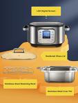 HOUSNAT 10-in-1 Slow Cooker, 6QT Stainless Steel