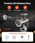 VEVOR Stainless Steel Manual Meat Grinder with Clamp