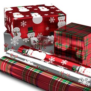 Christmas Wrapping Paper Rolls - Plaid & Snowmen