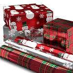 Christmas Wrapping Paper Rolls - Plaid & Snowmen