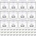 60 Pcs Ceramic Butter Warmers Set, Include 12 Butter Warmers for Seafood Melter with Stands, 48 Tea Light Candles Food Warmer Candle for Fondue Chocolate Dishwasher Microwave Oven Safe