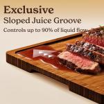 SMIRLY Wood Cutting Boards for Kitchen Wooden Chopping Board Set Reversible with Deep Juice Grooves Grip Handles, Large Charcuterie Tray, New Apartment Essentials, Carbonized Bamboo, 3Pcs with Holder