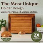 SMIRLY Wood Cutting Boards for Kitchen Wooden Chopping Board Set Reversible with Deep Juice Grooves Grip Handles, Large Charcuterie Tray, New Apartment Essentials, Carbonized Bamboo, 3Pcs with Holder