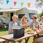 DUMOS Countertop Ice Maker with Handle, 26lbs/24H Portable Ice Machine, 9 Bullet Cubes Ready in 6 Mins, Self-Cleaning, Quiet Compact for Home, Kitchen, RV, Camping, Black