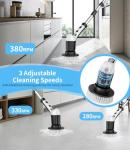 Electric Spin Scrubber with 3 Speed, Adjustable Extension Handle, 8 Brush Heads,Cordless Power Cleaning Brush for Bathroom, Tile, Kitchen-Black