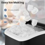 DUMOS Countertop Ice Maker with Handle, 26lbs/24H Portable Ice Machine, 9 Bullet Cubes Ready in 6 Mins, Self-Cleaning, Quiet Compact for Home, Kitchen, RV, Camping, Black