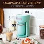 Elite Gourmet EHC242M Personal Single-Serve Compact Coffee Maker Brewer Includes 12oz. Dual Wall, Travel Mug with Stainless Steel Interior, Compatible with Coffee Grounds, Reusable Mesh Filter, Mint