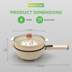 NutriChef 2 In 1 Electric Frying Pan & Steamer 8 Quarts | Portable Non-Stick Skillet for Cooking | Durable Heat Safe Handle | Touch Control Panel | 7 Cooking Functions & Electric Hot Pot | White