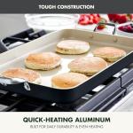 GreenPan 18" x 11" Double Burner Griddle Pan, Hard Anodized Healthy Ceramic Nonstick PFAS-Free, Stainless Steel Handles, Stovetop Cooking, Dishwasher Safe, Oven & Broiler Safe Cookware, Black