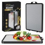 Stainless Steel Cutting Board for Kitchen, Double Sided Stainless Steel & Wheat Straw PP, Non Slip with Juice Groove, Anti-Scratch, Large Chopping Board for Kitchen (Vegetable-Themed Surface)