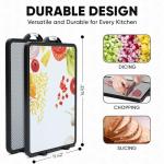 Stainless Steel Cutting Board for Kitchen, Double Sided Stainless Steel & Wheat Straw PP, Non Slip with Juice Groove, Anti-Scratch, Large Chopping Board for Kitchen (Vegetable-Themed Surface)