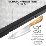 Stainless Steel Cutting Board for Kitchen, Double Sided Stainless Steel & Wheat Straw PP, Non Slip with Juice Groove, Anti-Scratch, Large Chopping Board for Kitchen (Vegetable-Themed Surface)