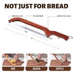 XJHEYLZ Sourdough bread knife, Bread Knife 16",Bread Slicer for Homemade Bread,Adjustable blade tightness for Even Slicing, Serrated knife,Wooden Bread cutter with Bow Design (3, Red-brown color)