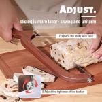 XJHEYLZ Sourdough bread knife, Bread Knife 16",Bread Slicer for Homemade Bread,Adjustable blade tightness for Even Slicing, Serrated knife,Wooden Bread cutter with Bow Design (3, Red-brown color)