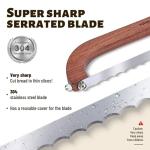 XJHEYLZ Sourdough bread knife, Bread Knife 16",Bread Slicer for Homemade Bread,Adjustable blade tightness for Even Slicing, Serrated knife,Wooden Bread cutter with Bow Design (3, Red-brown color)