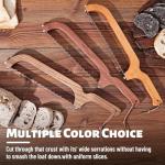 XJHEYLZ Sourdough bread knife, Bread Knife 16",Bread Slicer for Homemade Bread,Adjustable blade tightness for Even Slicing, Serrated knife,Wooden Bread cutter with Bow Design (3, Red-brown color)