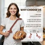 XJHEYLZ Sourdough bread knife, Bread Knife 16",Bread Slicer for Homemade Bread,Adjustable blade tightness for Even Slicing, Serrated knife,Wooden Bread cutter with Bow Design (3, Red-brown color)