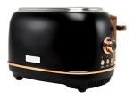 Haden Heritage 2 Slice Wide Slot Stainless Steel Toaster with Adjustable Browning Control & Non-Slip Feet, Black & Copper