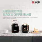 Haden Heritage 2 Slice Wide Slot Stainless Steel Toaster with Adjustable Browning Control & Non-Slip Feet, Black & Copper