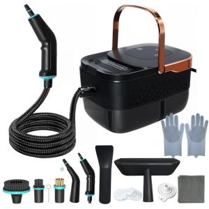 Handheld Steam Cleaner with 1.32 Quarts Tank & 15s fast Heat-Up, 13 Attachments.Portable High Pressuer Hand Held Stemer for home,Kitchen, Bathroom, Windows and Floors.Steamer for Cleaning