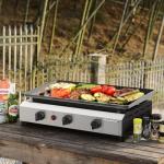 SKOK 3 Burner Outdoor Propane Griddle - 23.3 Inch, 30000 BTU, Portable Flat Top Gas Grill for Camping BBQ