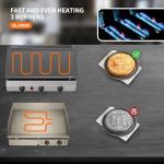 SKOK 3 Burner Outdoor Propane Griddle - 23.3 Inch, 30000 BTU, Portable Flat Top Gas Grill for Camping BBQ