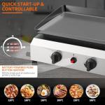 SKOK 3 Burner Outdoor Propane Griddle - 23.3 Inch, 30000 BTU, Portable Flat Top Gas Grill for Camping BBQ