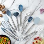 COOK WITH COLOR Silicone Cooking Utensils, Kitchen Utensil Set, Easy to Clean Silicone Kitchen Utensils, Cooking Utensils for Nonstick Cookware, Kitchen Gadgets Set, 10 Pieces, Blue and White