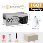 Setpower FC15 Portable 12v Refrigerator, -4℉-68℉ Fast Cooling Car Refrigerator, 15L/15.8Qt Car Fridge Portable Freezer with 12/24V DC & 110/240V AC, Electric Cooler (Black&Grey, 15L With AC Adapter)