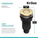 KRAUS Flat-Top Garbage Disposal Air Switch Button in Brushed Brass, KWDB-20BB