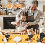 DSP Mini Donut Maker - Non-Stick, Cool Touch Electric Doughnut Machine for Mini Donuts - Perfect for Breakfast, Snacks & Desserts (White, 7 Donuts)