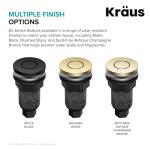 KRAUS Flat-Top Garbage Disposal Air Switch Button in Brushed Brass, KWDB-20BB